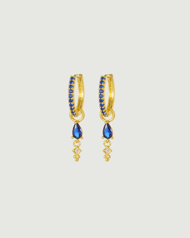 AMILIA HUGGIES DROP EARRINGS BLUE SAPPHIRE GOLD - STUDIO JO STORE